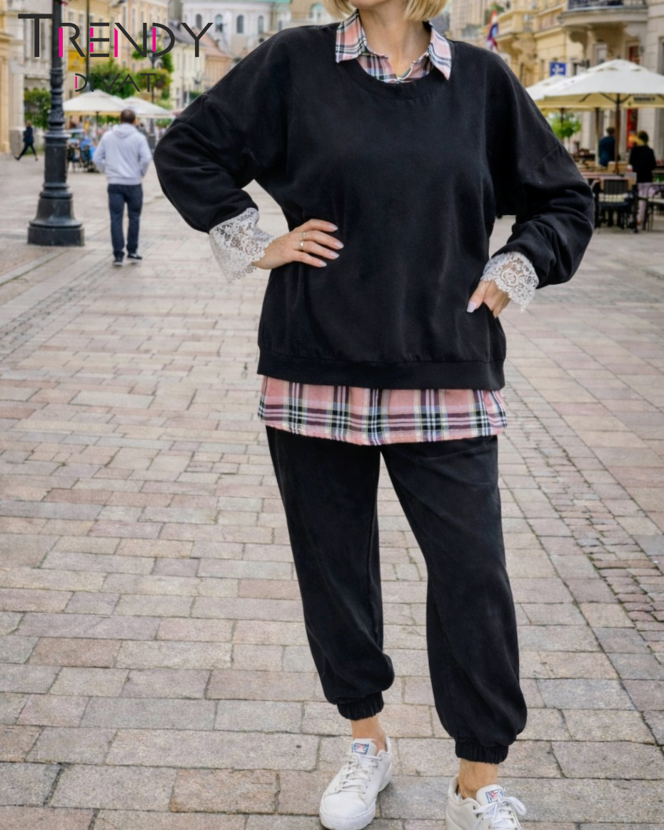 Kockás ingnyaku zsebes mellegítő szett