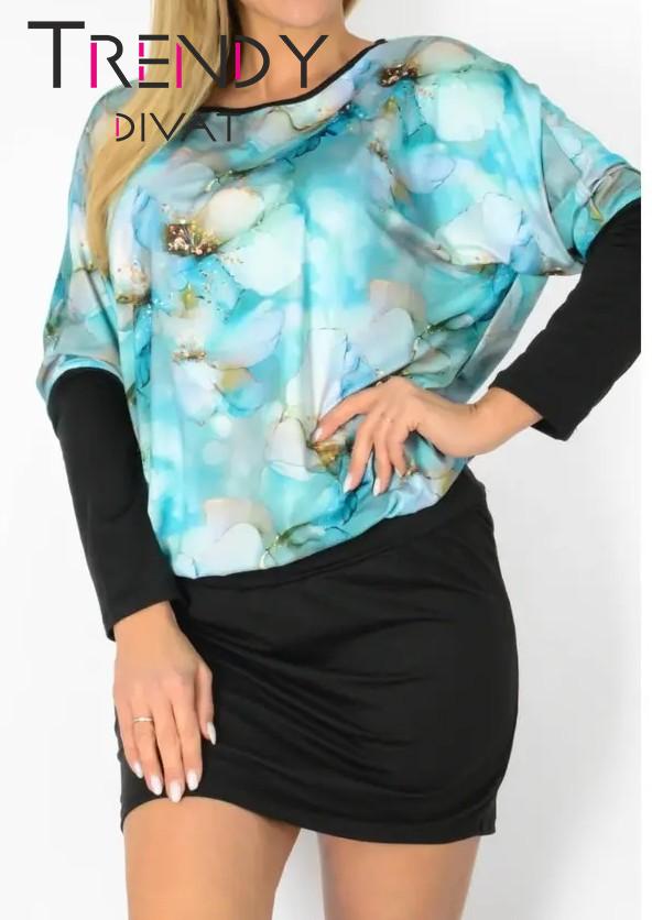 Fekete paszés  virágmintás tunika/ ruha 