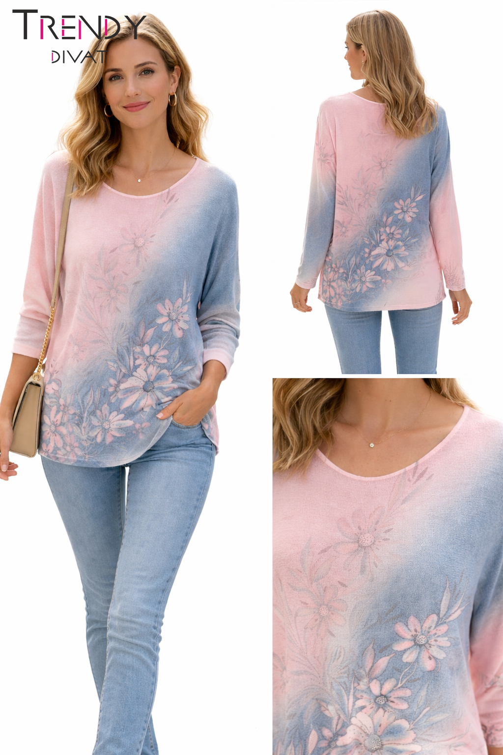  Pasztel ombre mintás felső