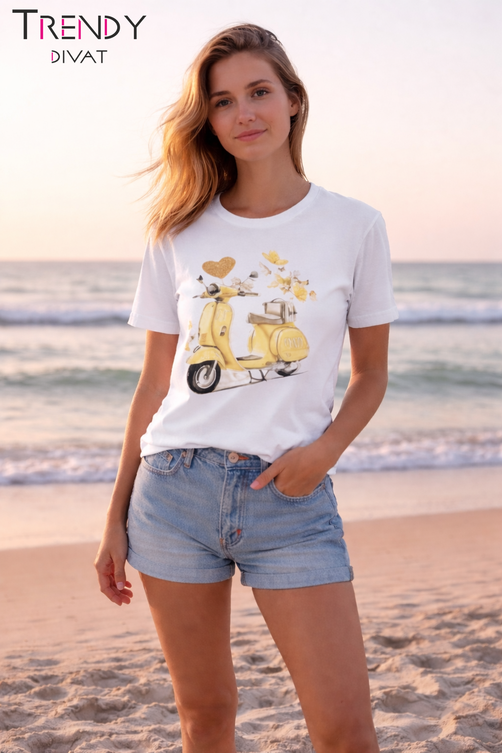 Fehér alapon vespa sárga mintás