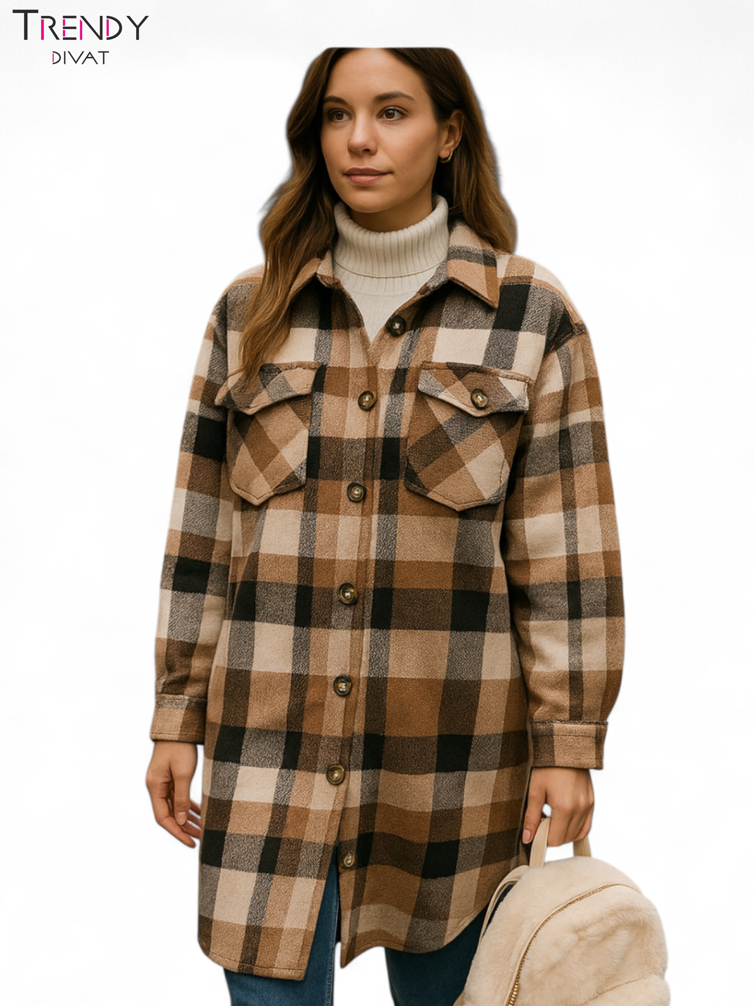 Hosszított kockás ingkabát