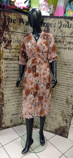 Elegáns pliszírozott virágos muszlin anyagú ruha