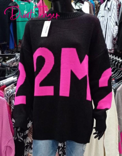 Fekete alapon 2M-es pulóver