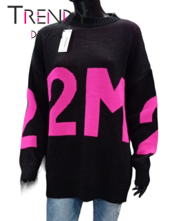 Fekete alapon 2M-es pulóver