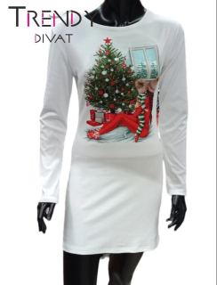  Fehér színű karácsonyi mintás ruha